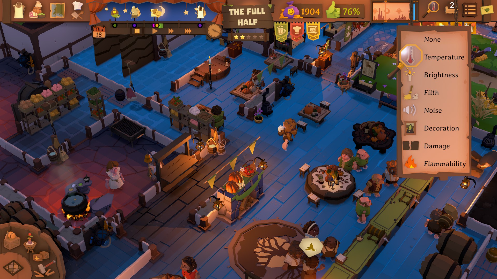 A screen showing the micromanagement possible in Tavern Keeper.
