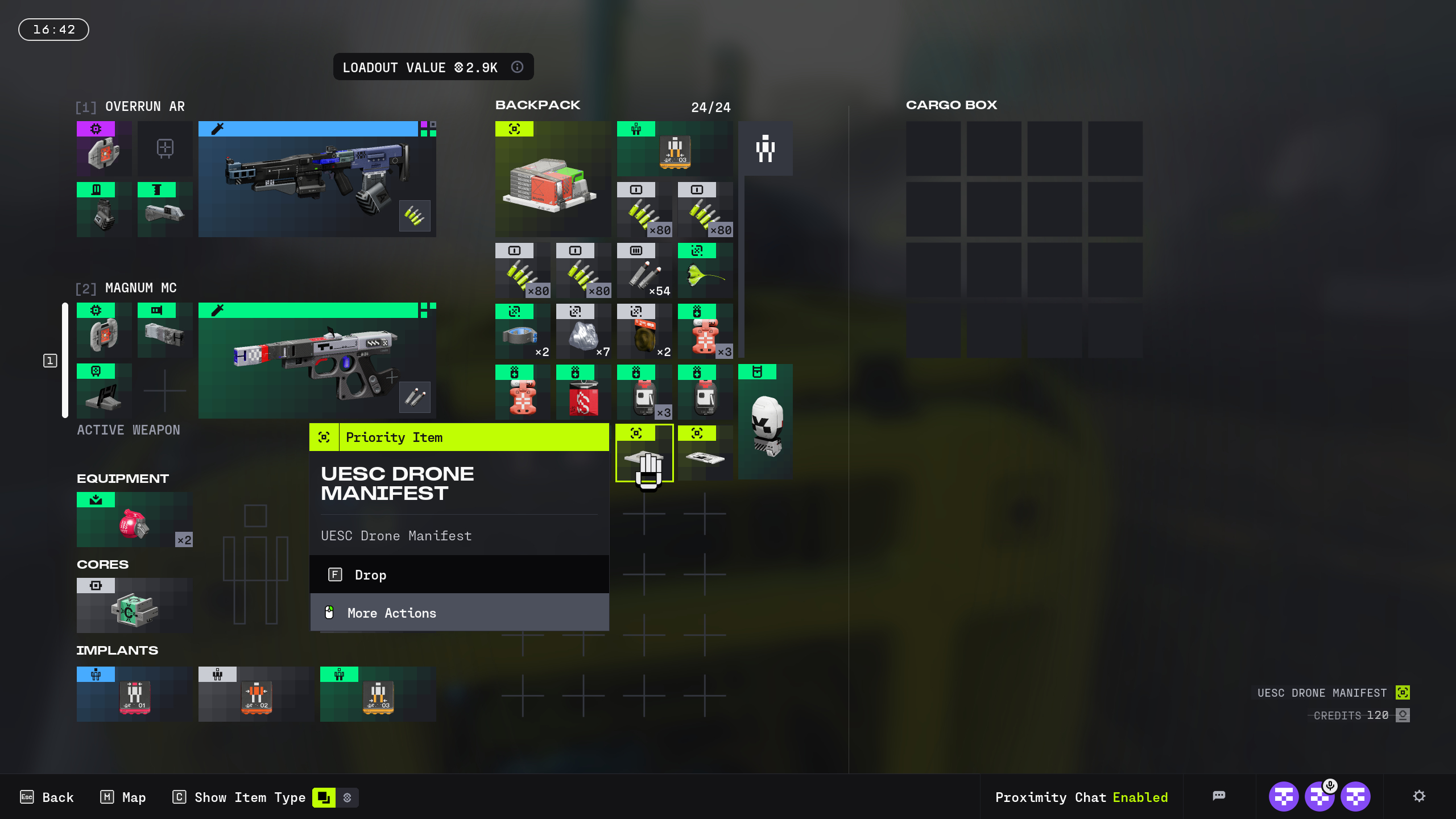 Marathon Equitable Distribution: A player looking at the UESC Drone Manifest quest item in their inventory.