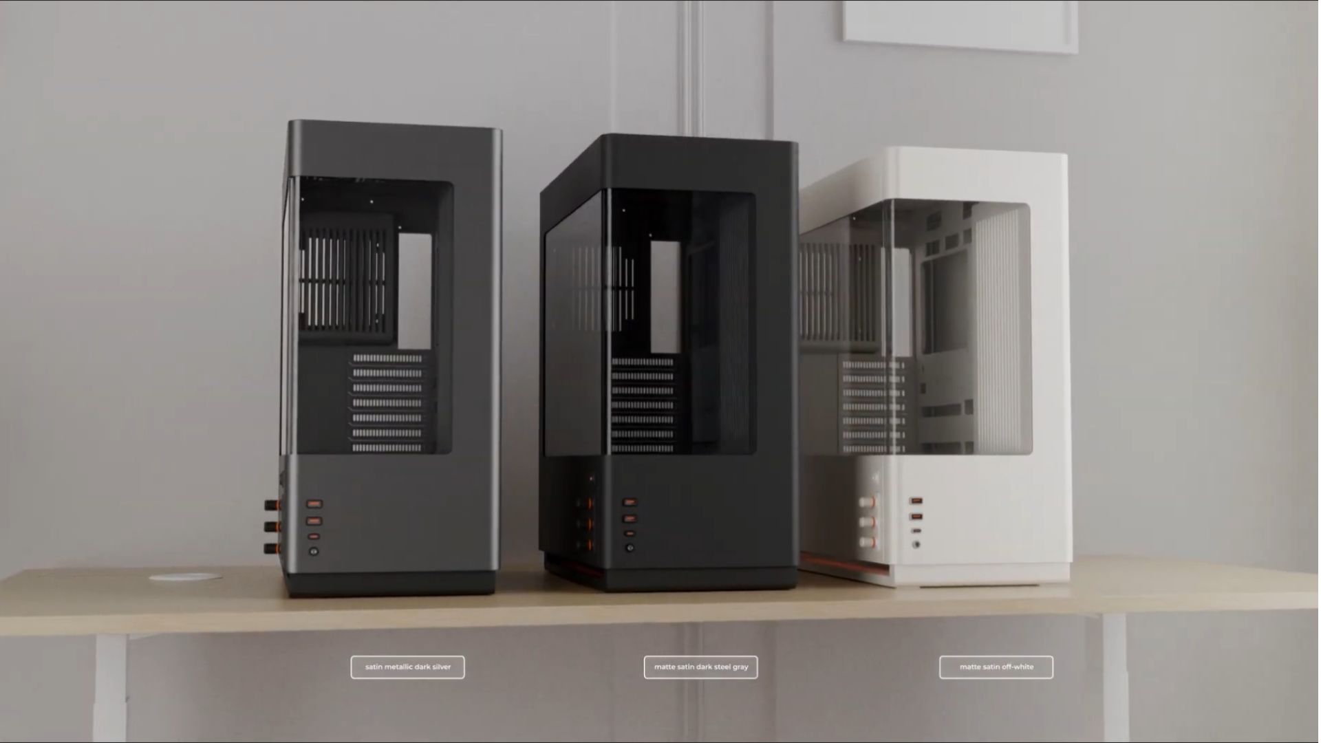 Three CyberPowerPC MA-01 pc cases in a beige clean room