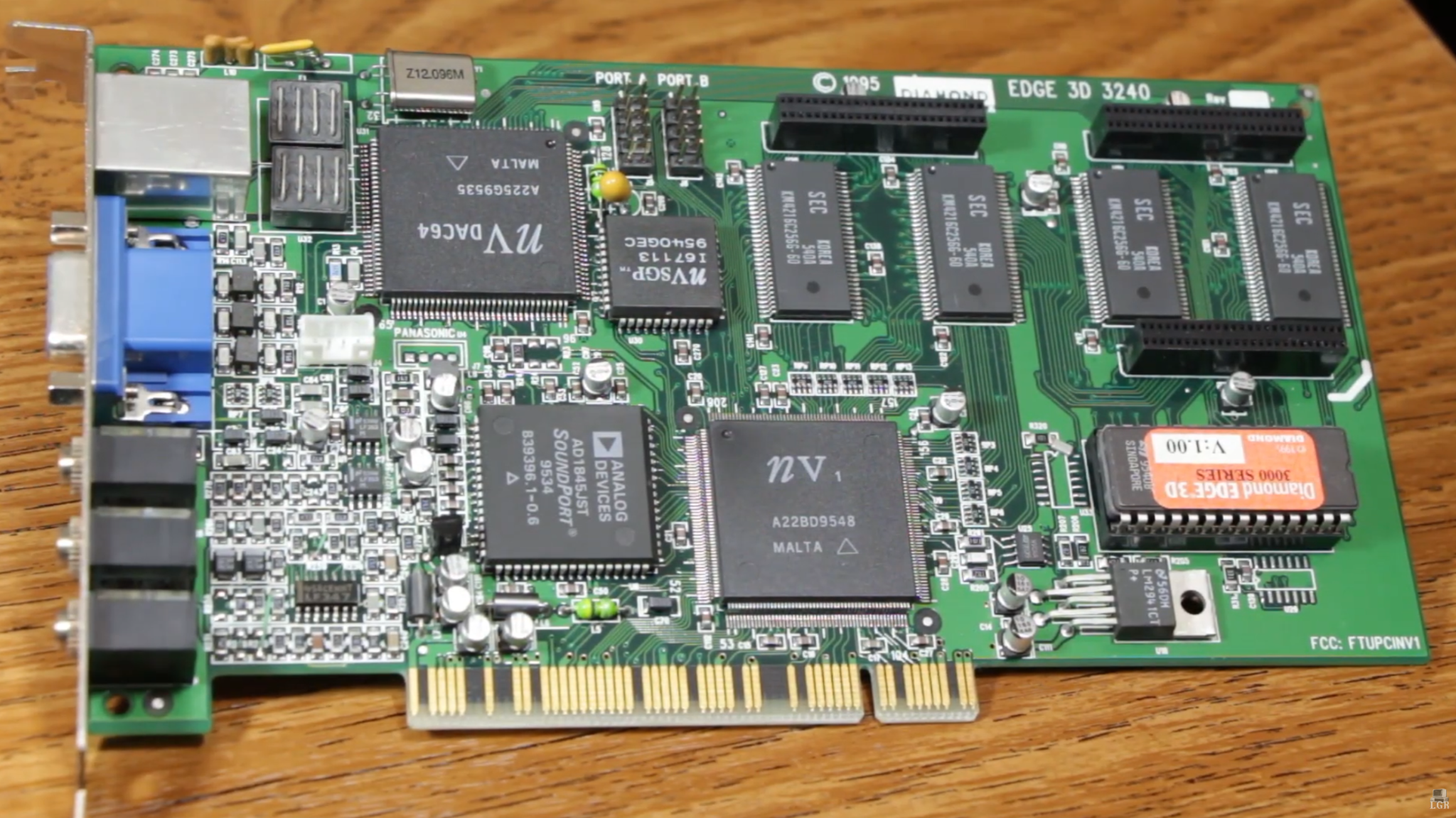 The Nvidia NV1 Diamond Edge 3D graphics card on a wooden table