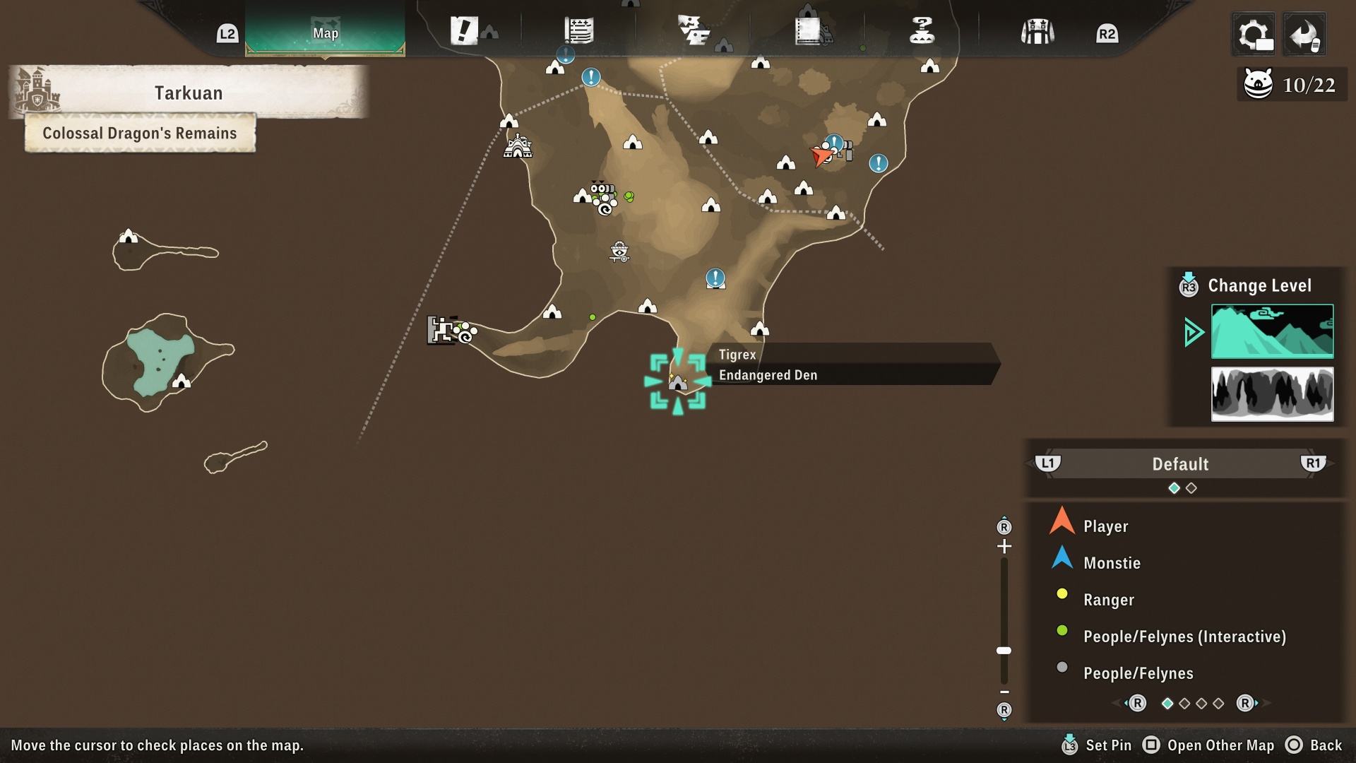 A map of the endangered species Tigrex's location