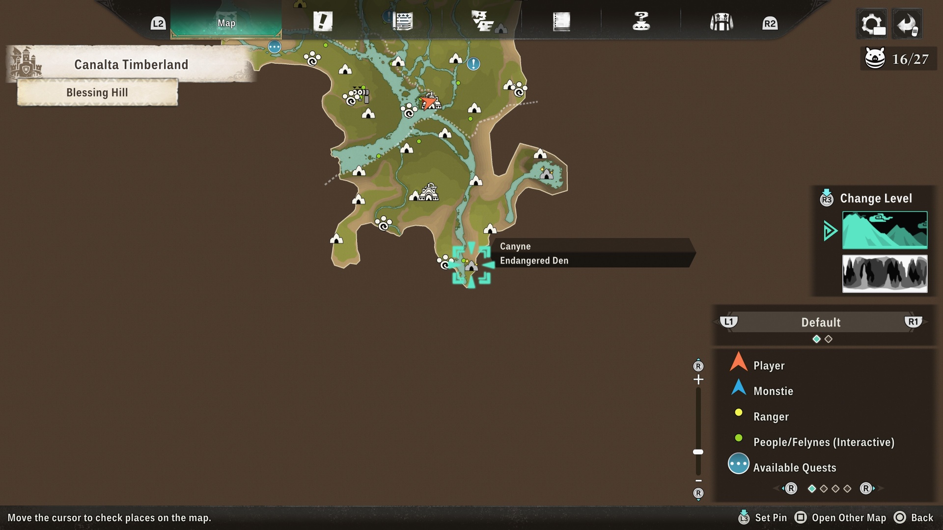 A map of the endangered species Canyne's location