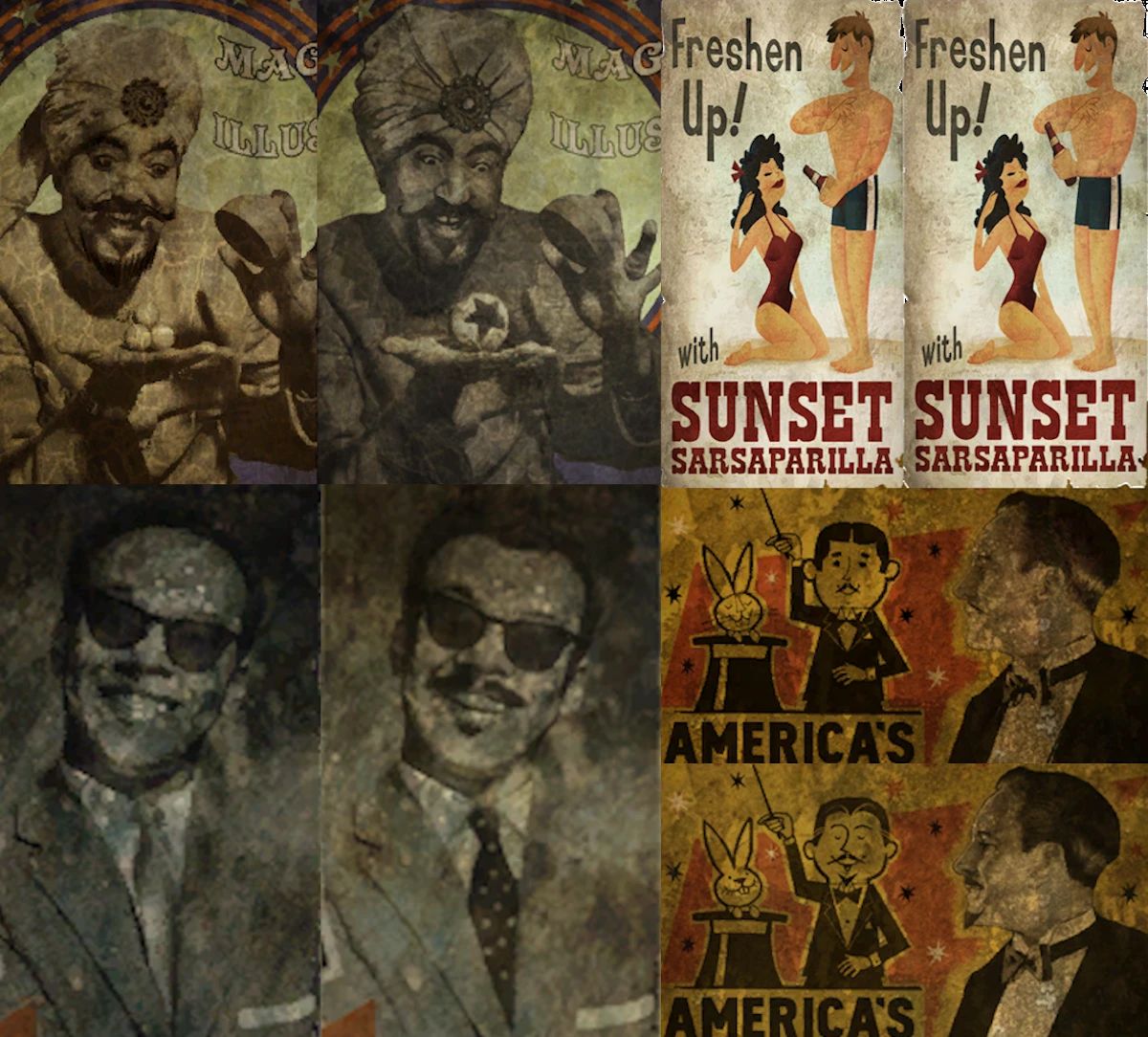 Posters from Fallout: New Vegas compared in their beta and final forms