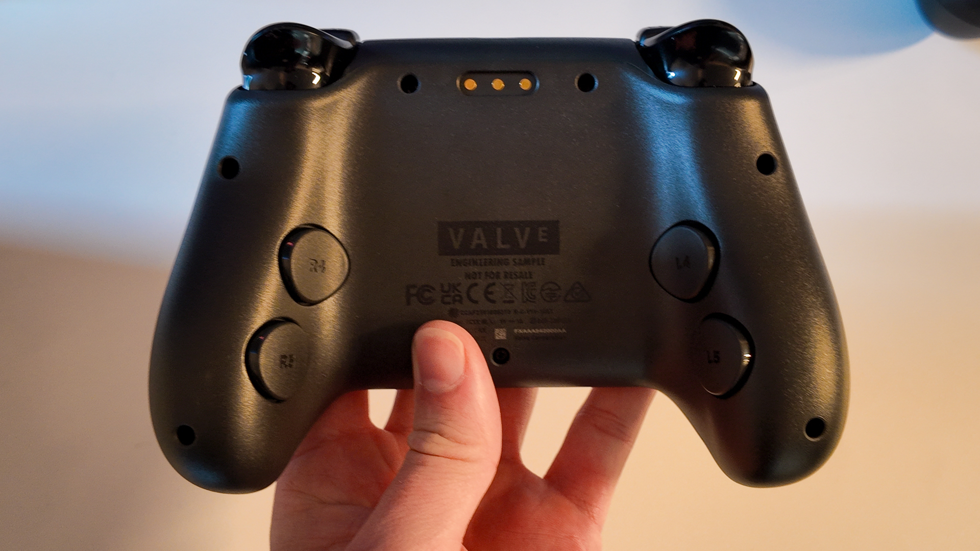 Valve's new and improved Steam Controller during a visit to Valve's HQ in Bellevue, Washington.