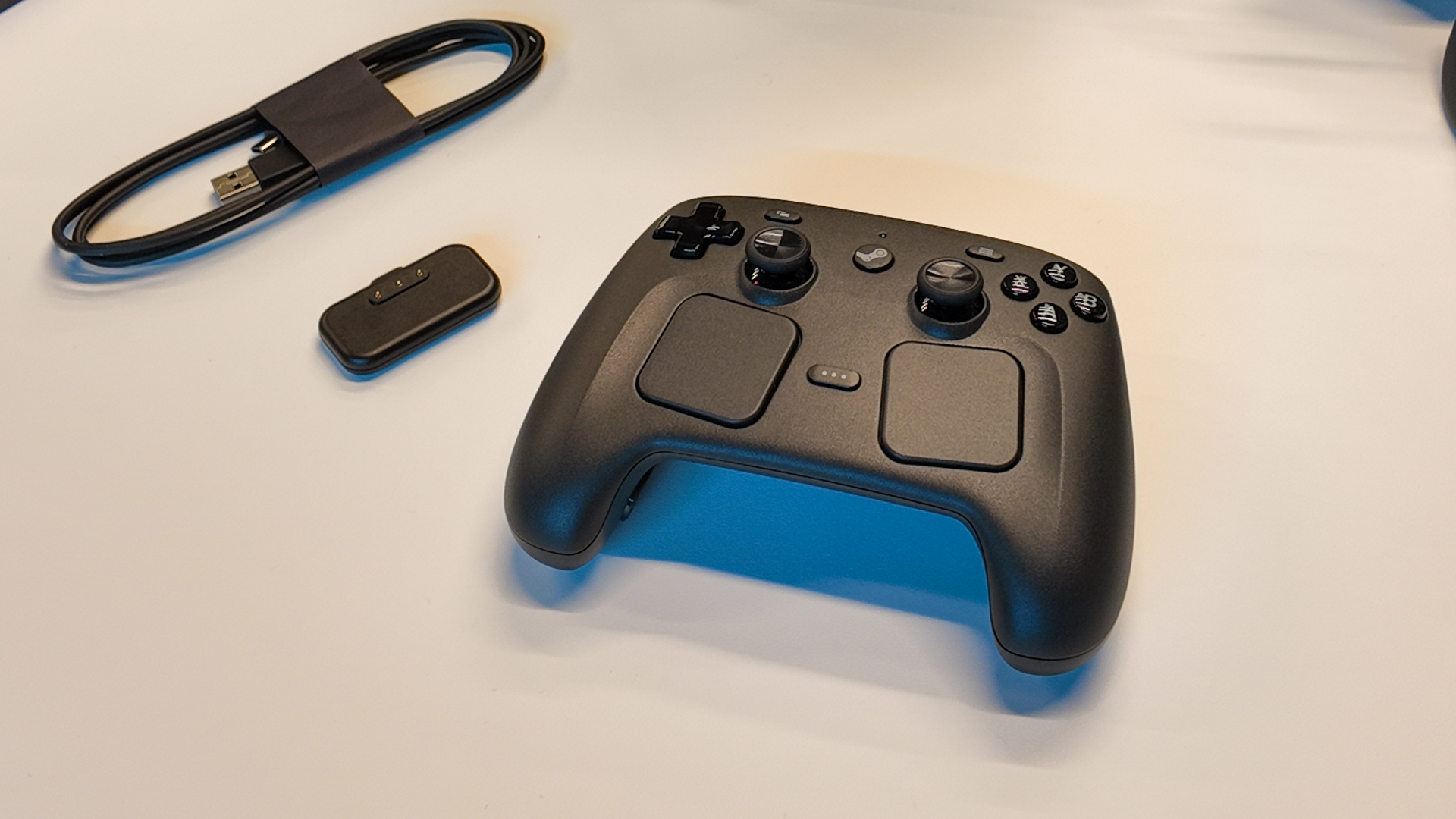 Valve's new and improved Steam Controller during a visit to Valve's HQ in Bellevue, Washington.