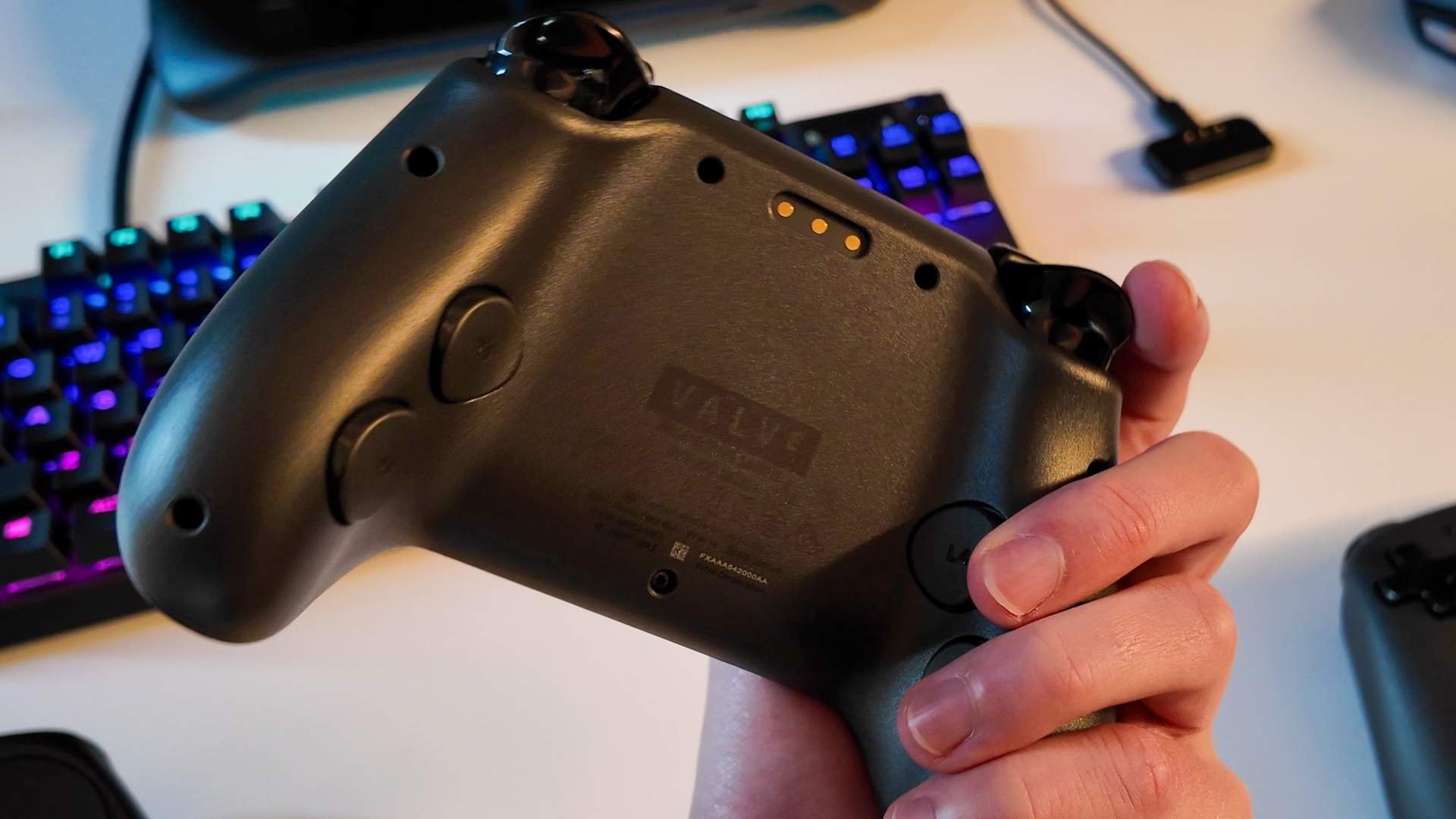 Valve's new and improved Steam Controller during a visit to Valve's HQ in Bellevue, Washington.