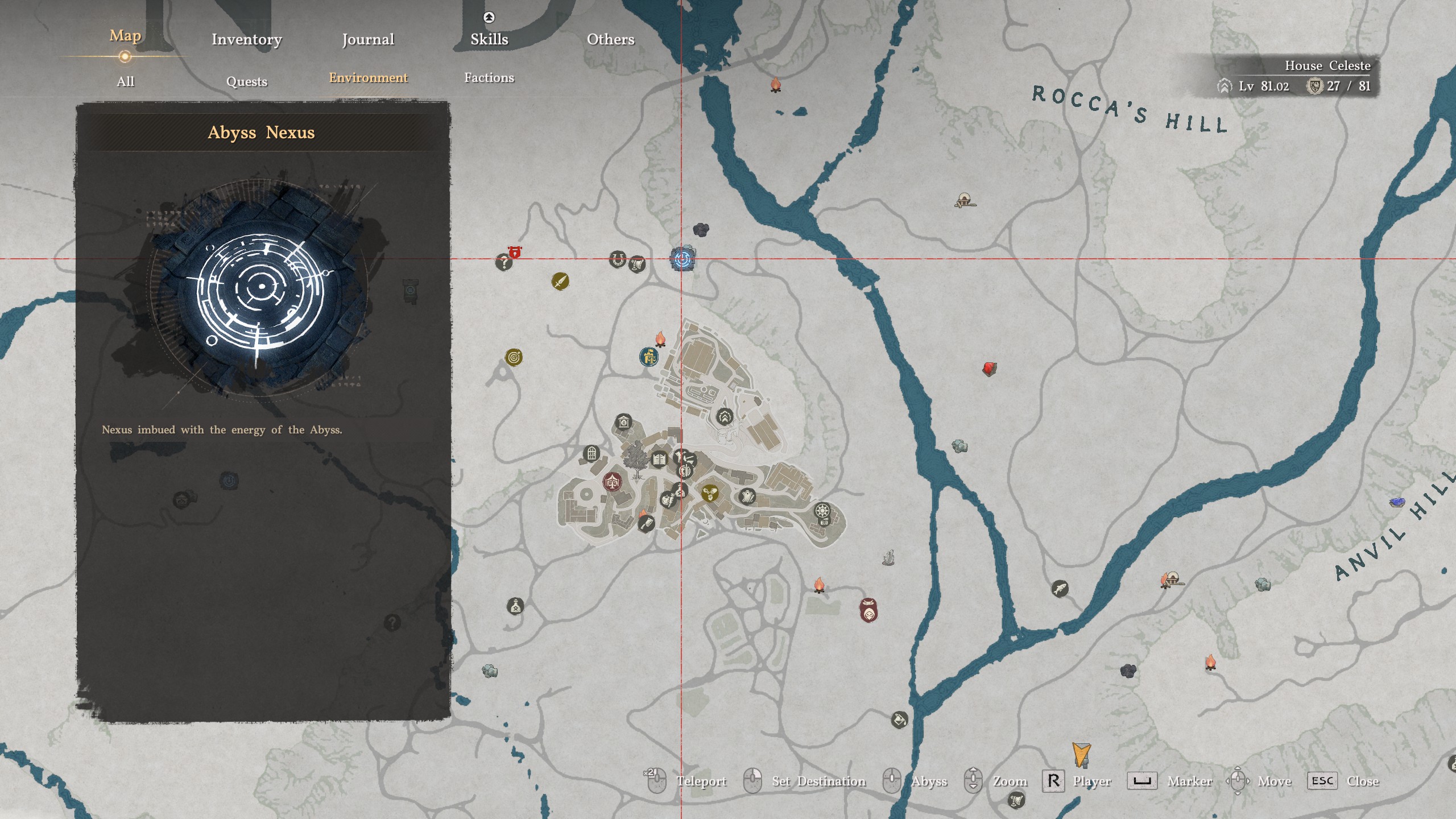 Crimson Desert fast travel - Abyss Nexus on the map