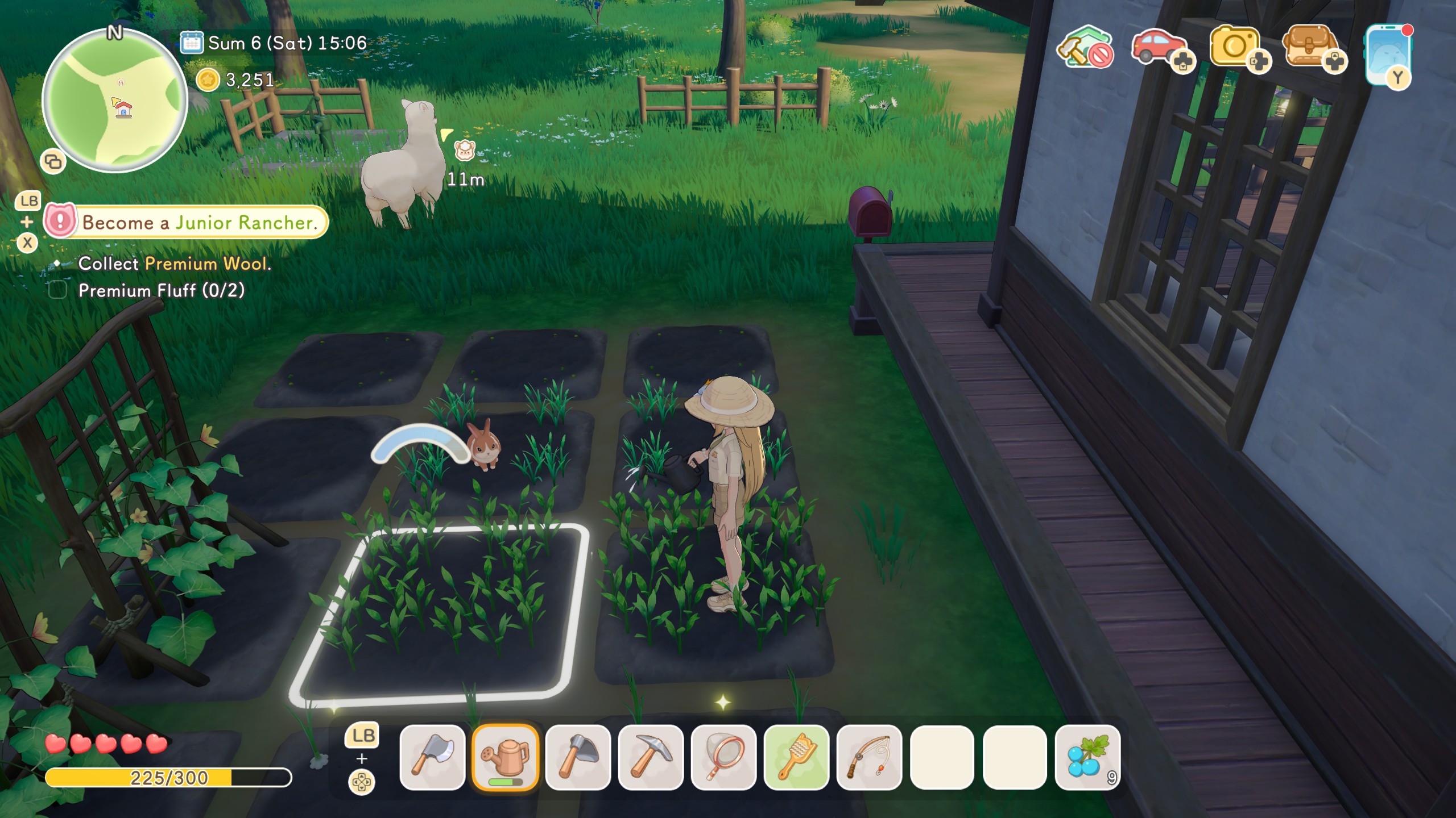 Starsand Island - A player waters crops outside their house