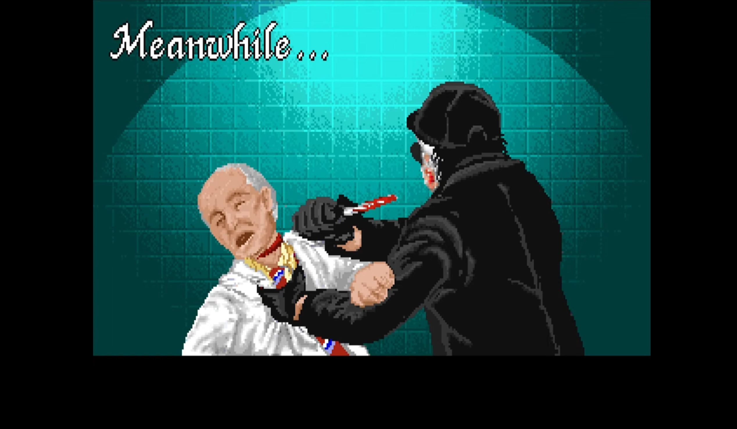 A doctor being stabbed in the neck