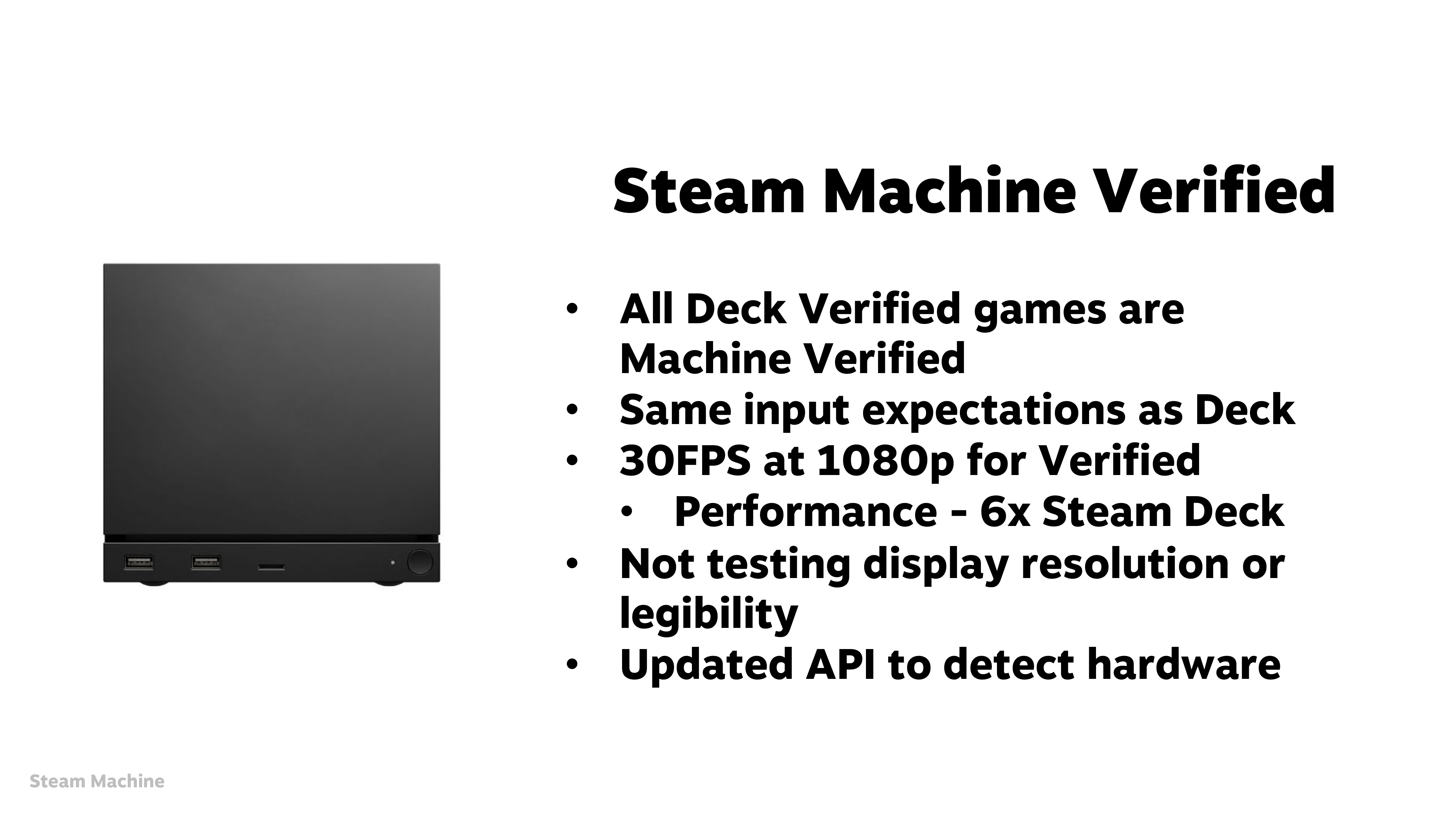 Presentation slide from Valve's Steam Hardware Talk at GDC 2026