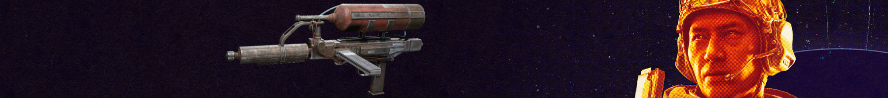 Arc Raiders best guns: A Kettle against a grainy purple background with a close-up of an orange-hued character's face on the right side.
