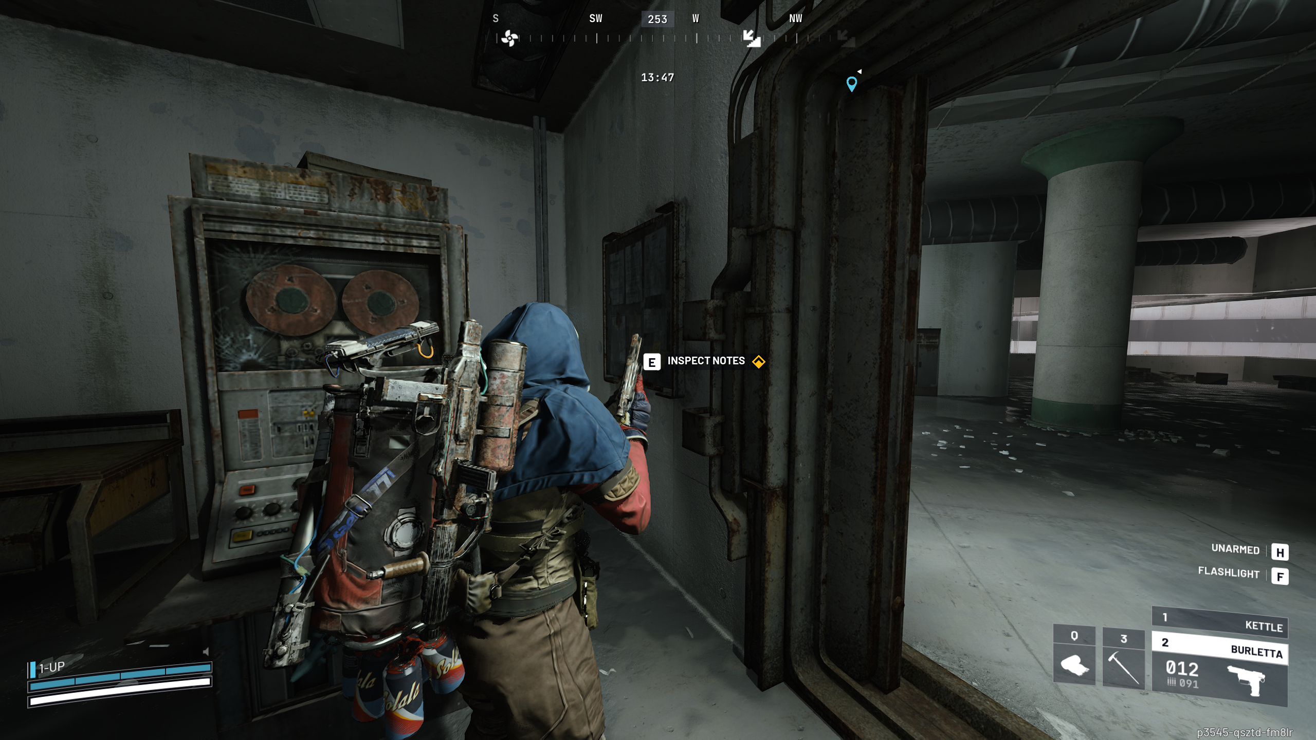 Arc Raiders Stable Housing: A player looking at a noticeboard next to a doorway.