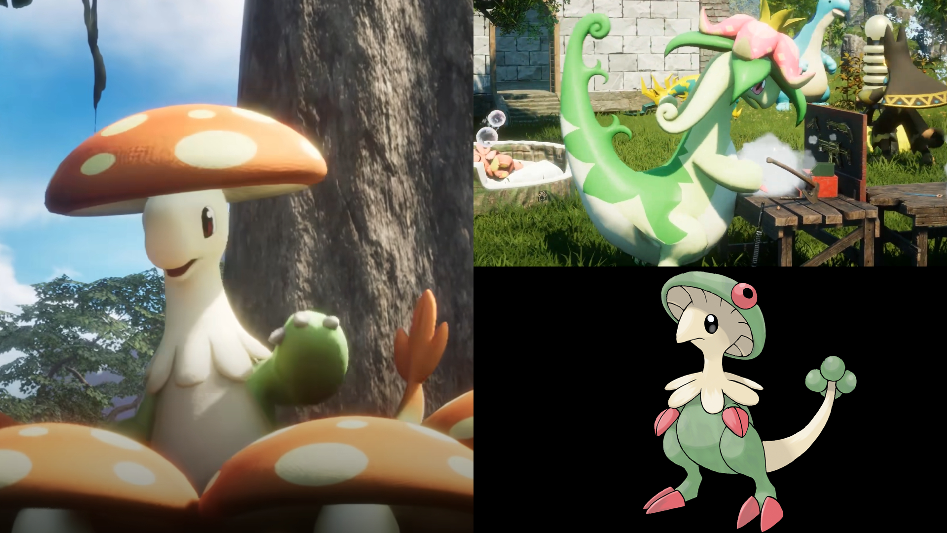 A Pickmon clearly emulating features of Dinossom and Breloom.