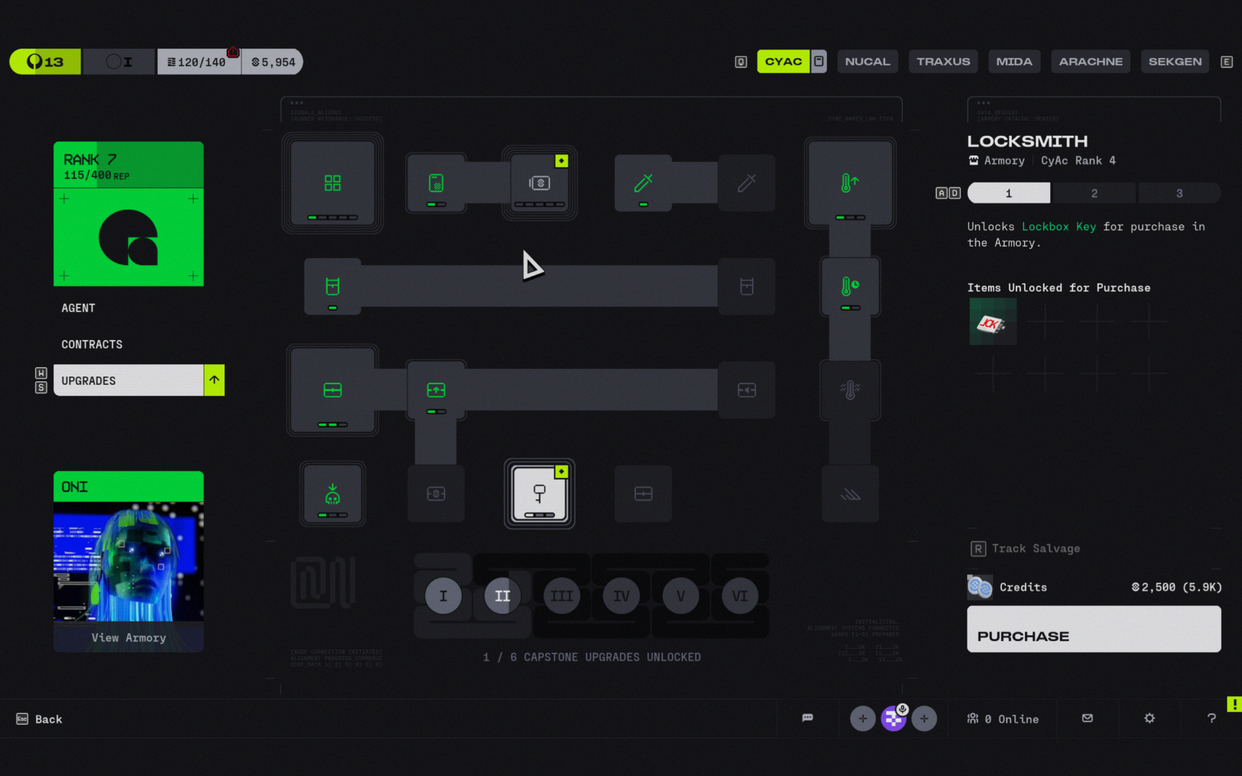 Marathon Lockbox Key: The Locksmith CyAc upgrade in the faction menu.