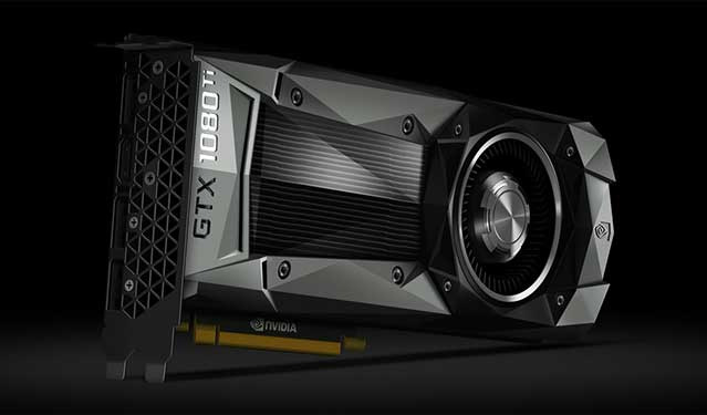 A promotional image of the Nvidia GeForce GTX 1080 Ti graphics card