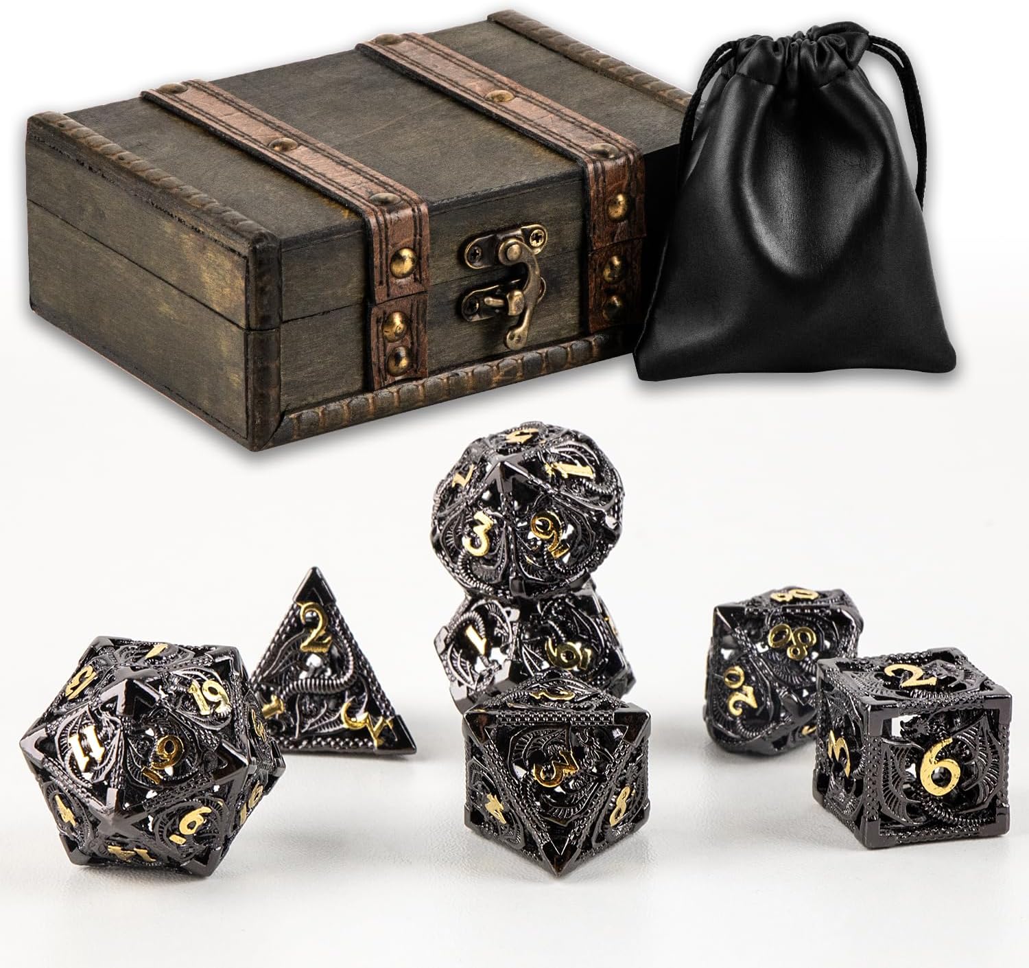 Hollow metal D&D dice set