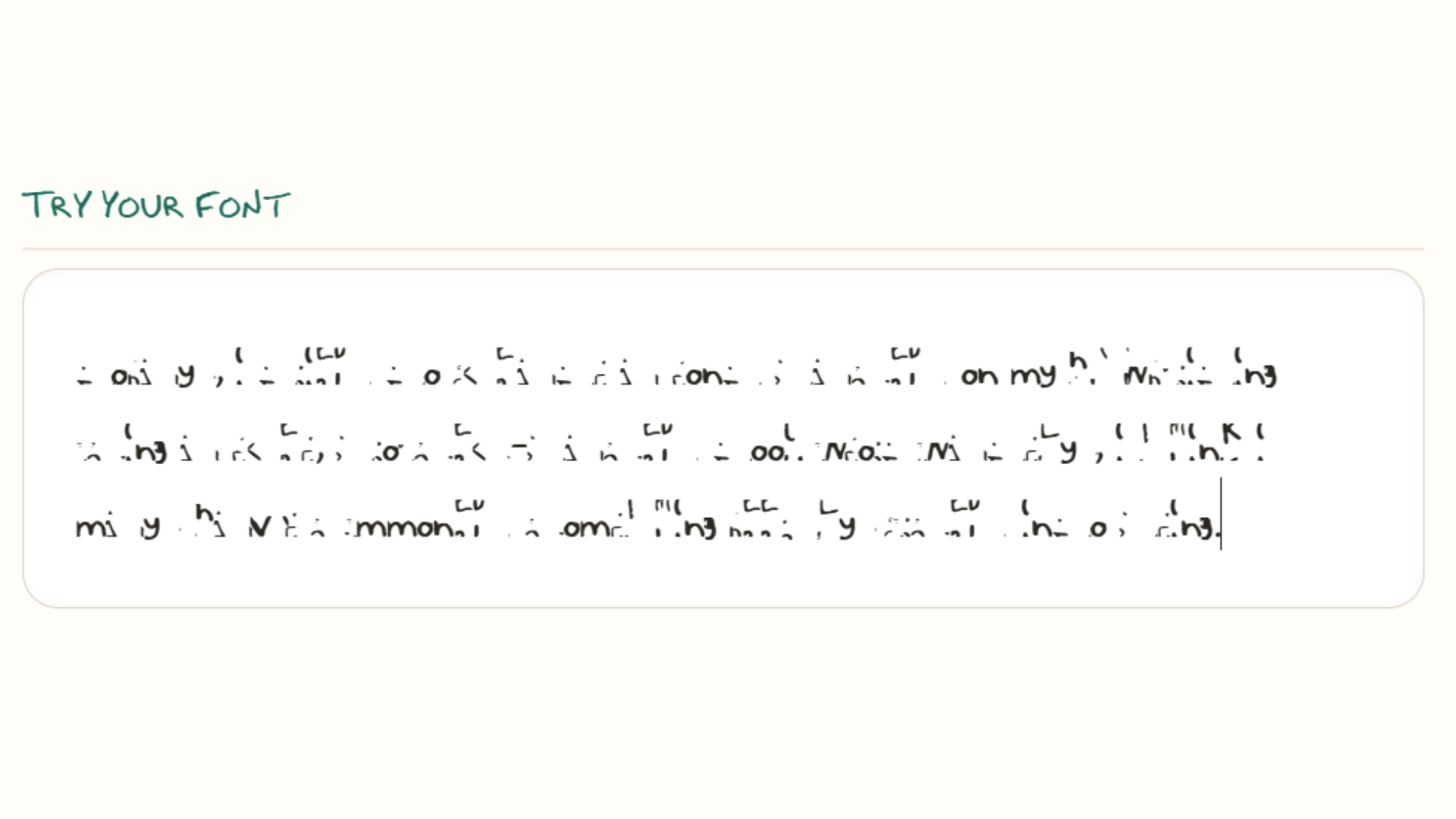 A sample of a font generated using FontCrafter. It looks very cursed and illegible.