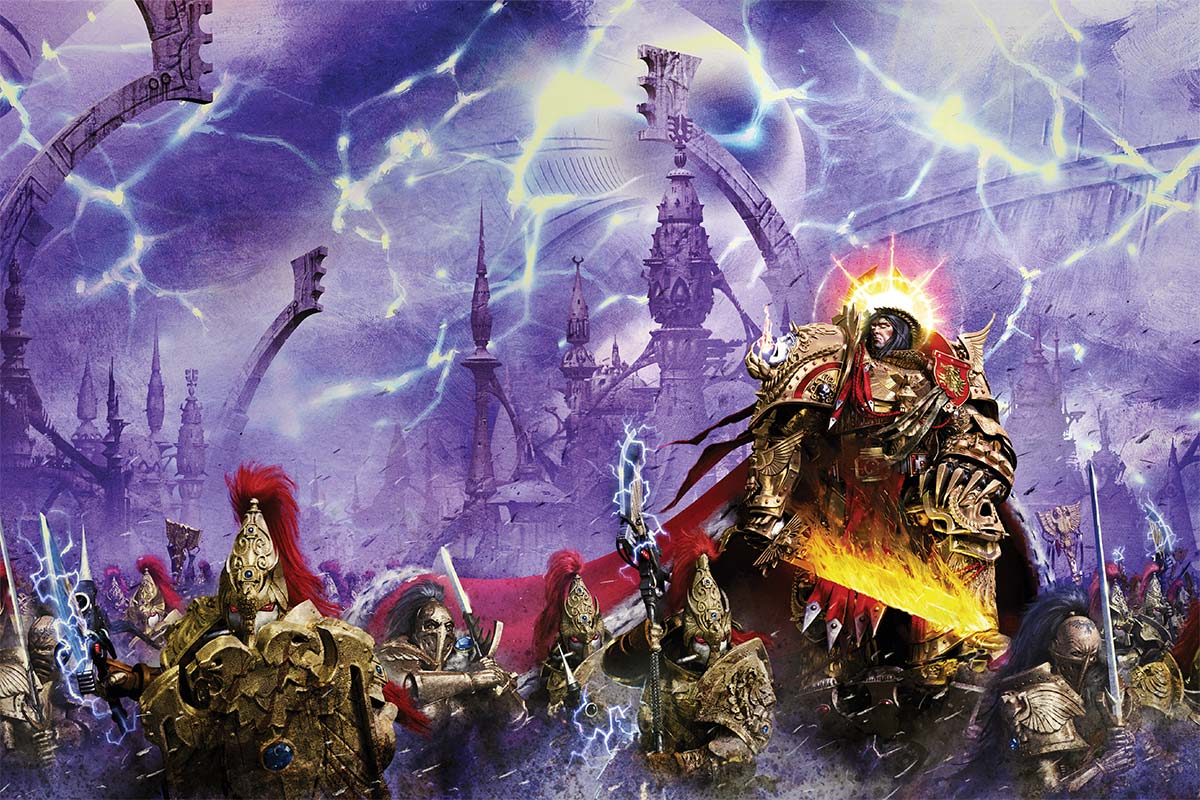 The Emperor, the Sisters of Silence, and the Custodian Guard defend the webway, from the cover of Master of Mankind