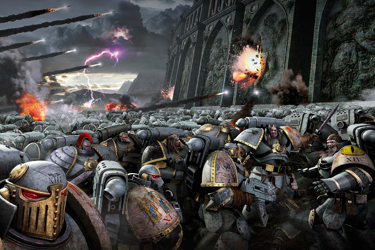 Astartes of the Luna Wolves, from the cover of Horus Rising
