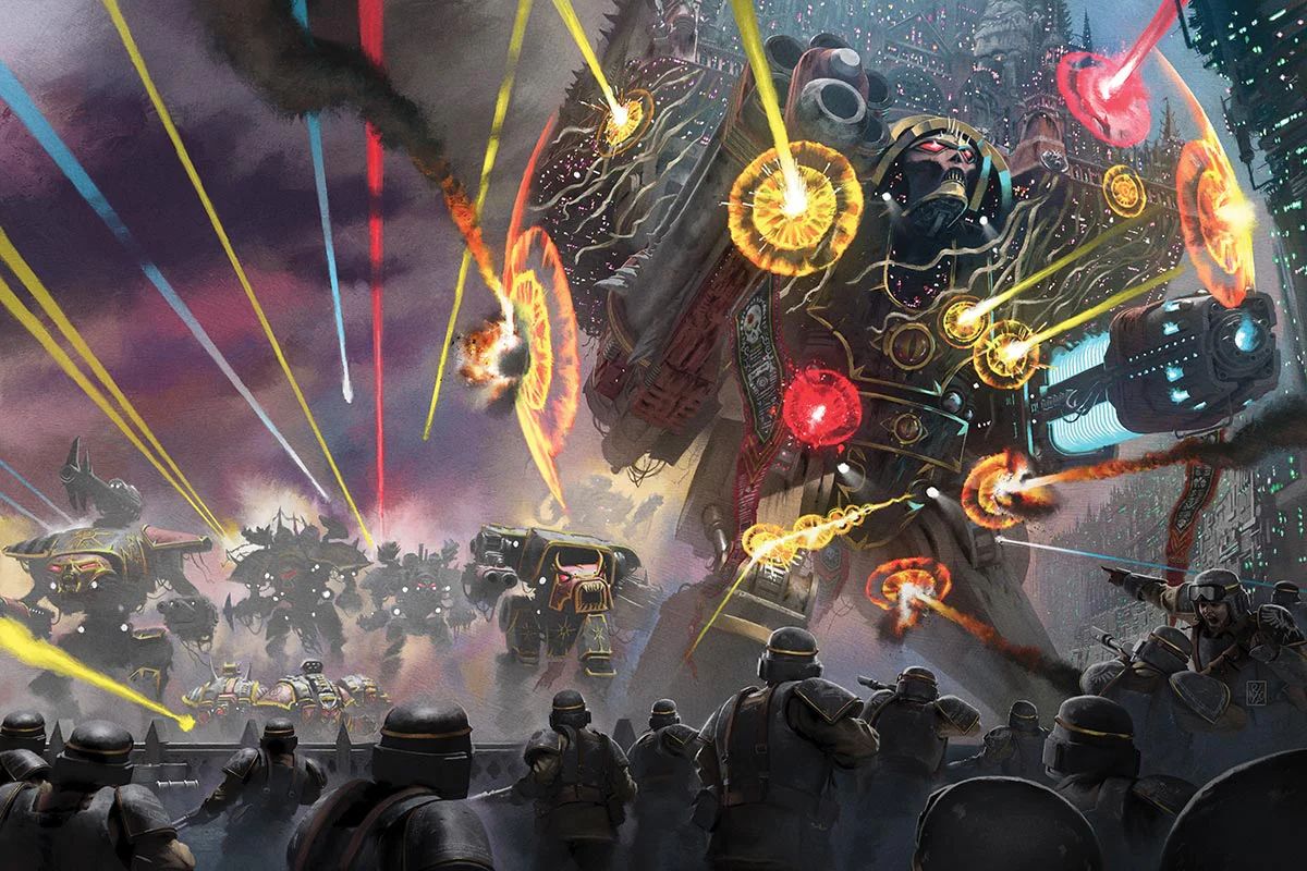 Chaos Titans under fire on the cover of Mortis