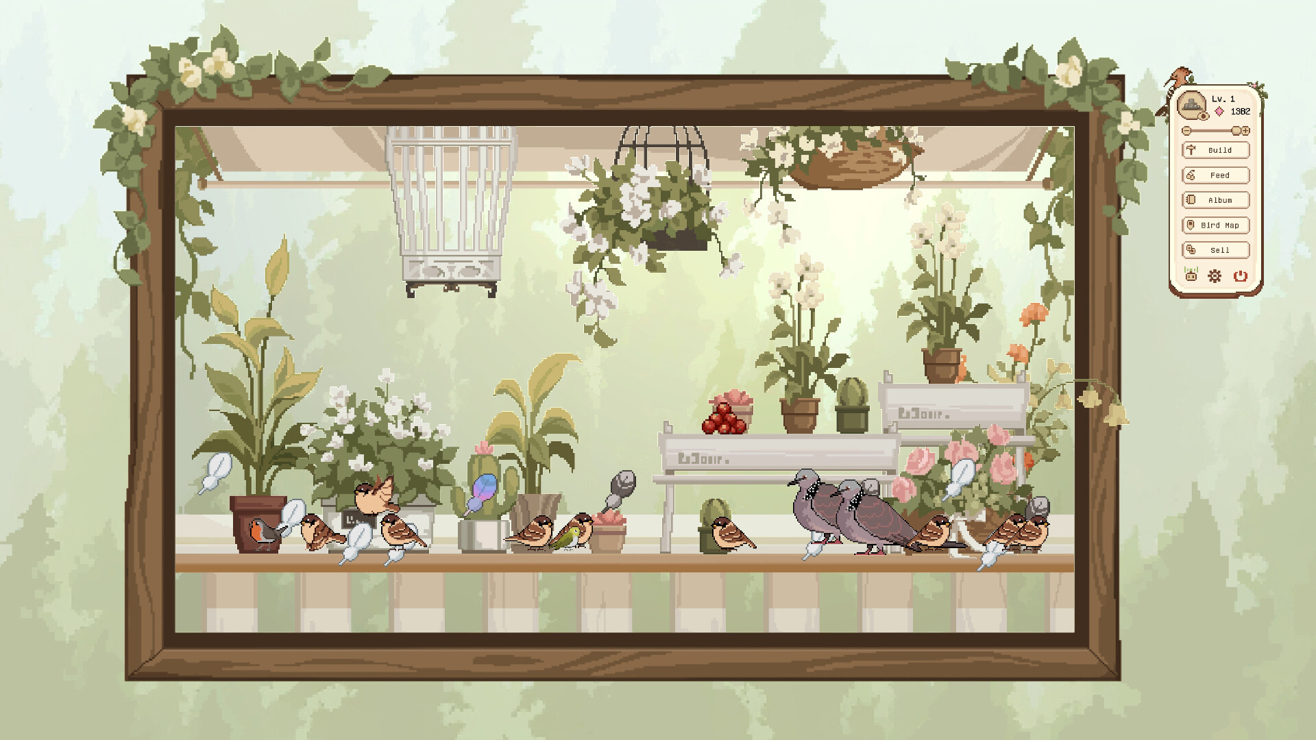 Birdwatching notebook showing various birds on the windowsill