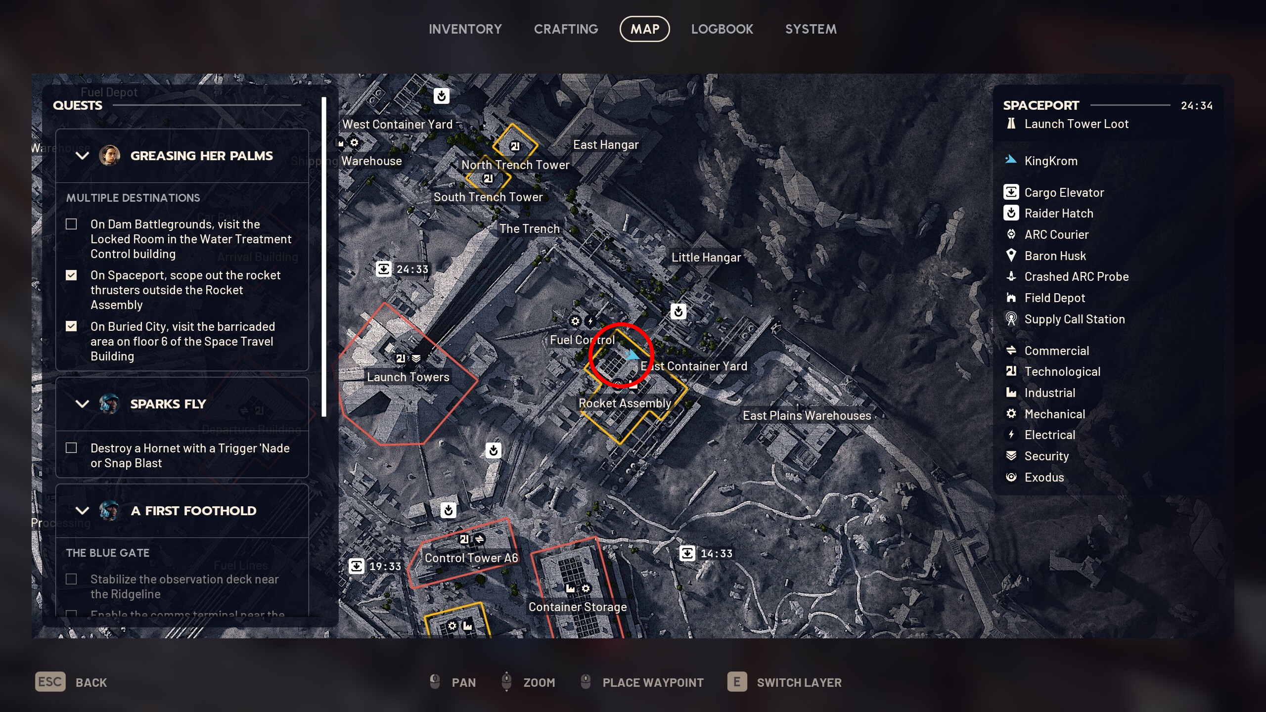 Arc Raiders Worth Your Salt: A map with a red circle showing the location of the quest objective.