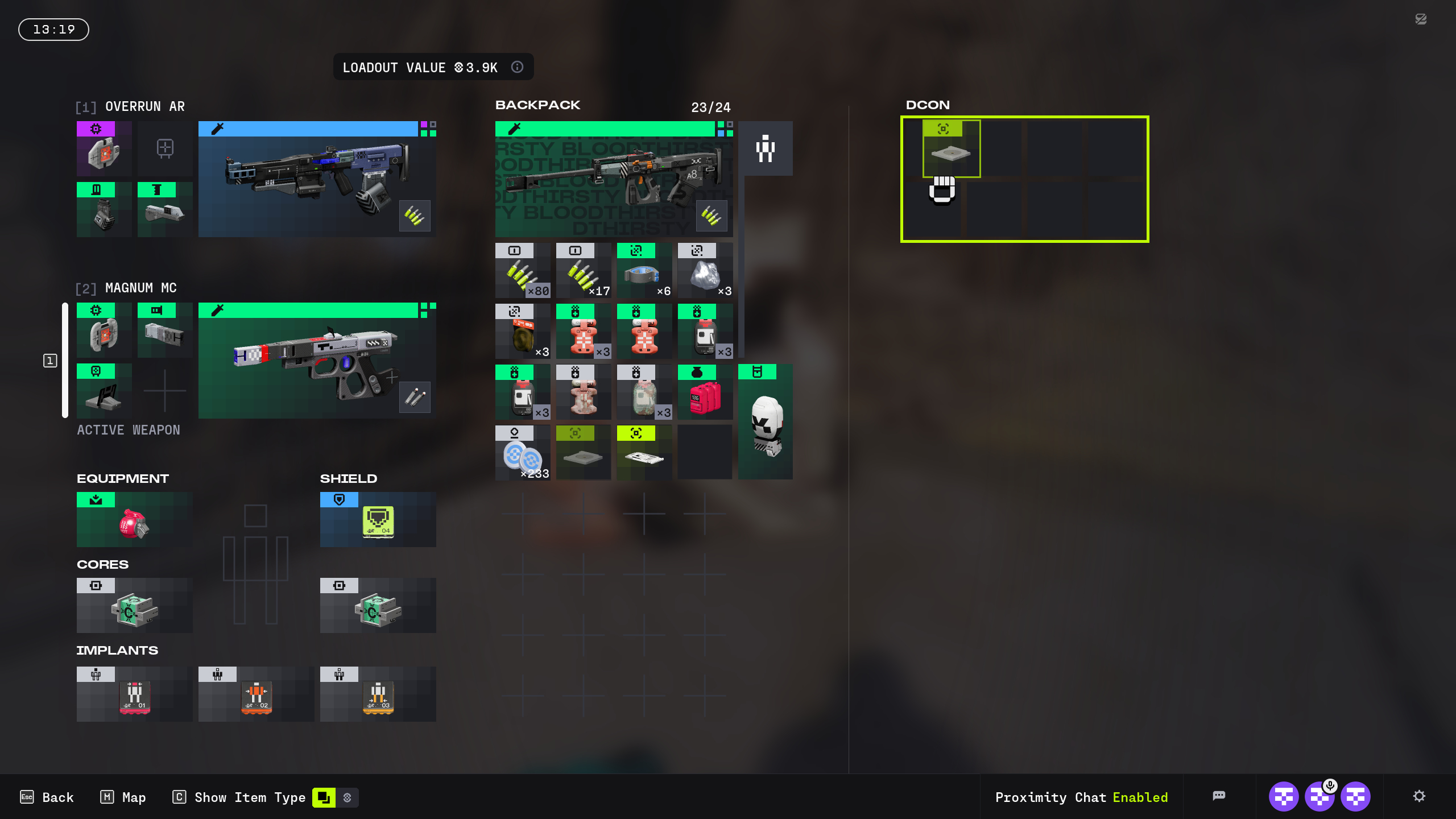 Marathon DCON: A player moving a contract item into the inventory of a DCON terminal.