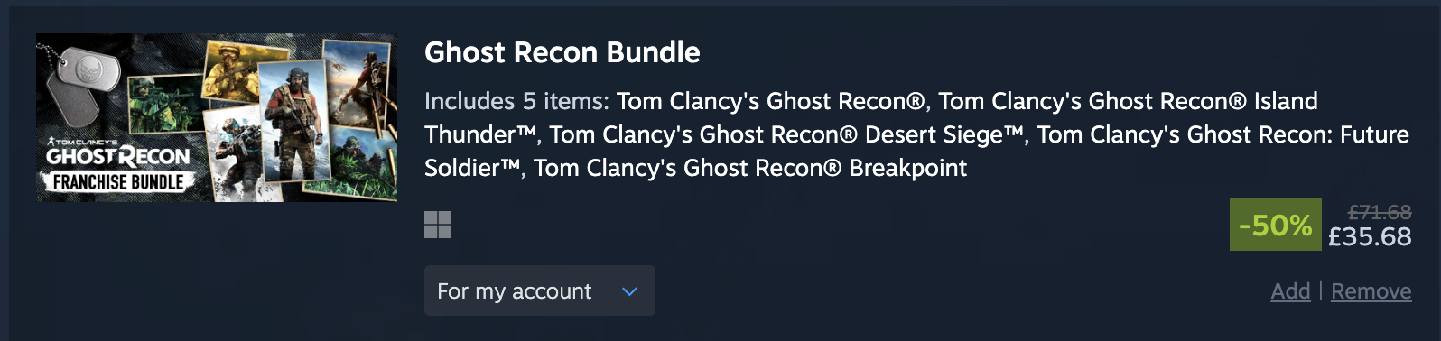 Buying a Ghost Recon bundle set.