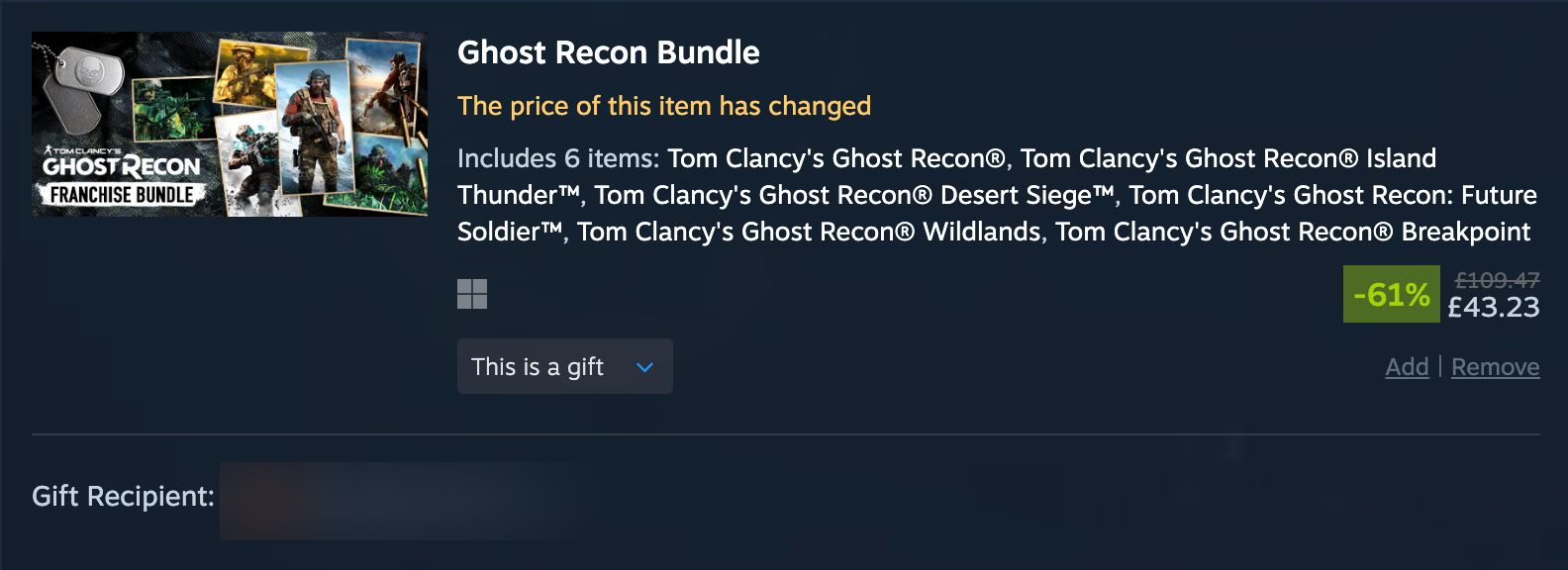 Buying a Ghost Recon bundle set.