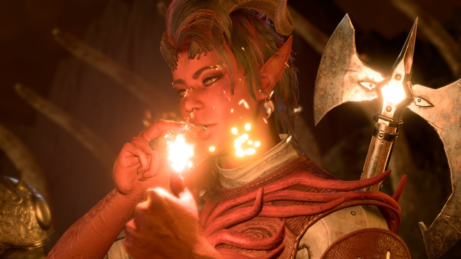 Karlach lights a cigar and looks cool.