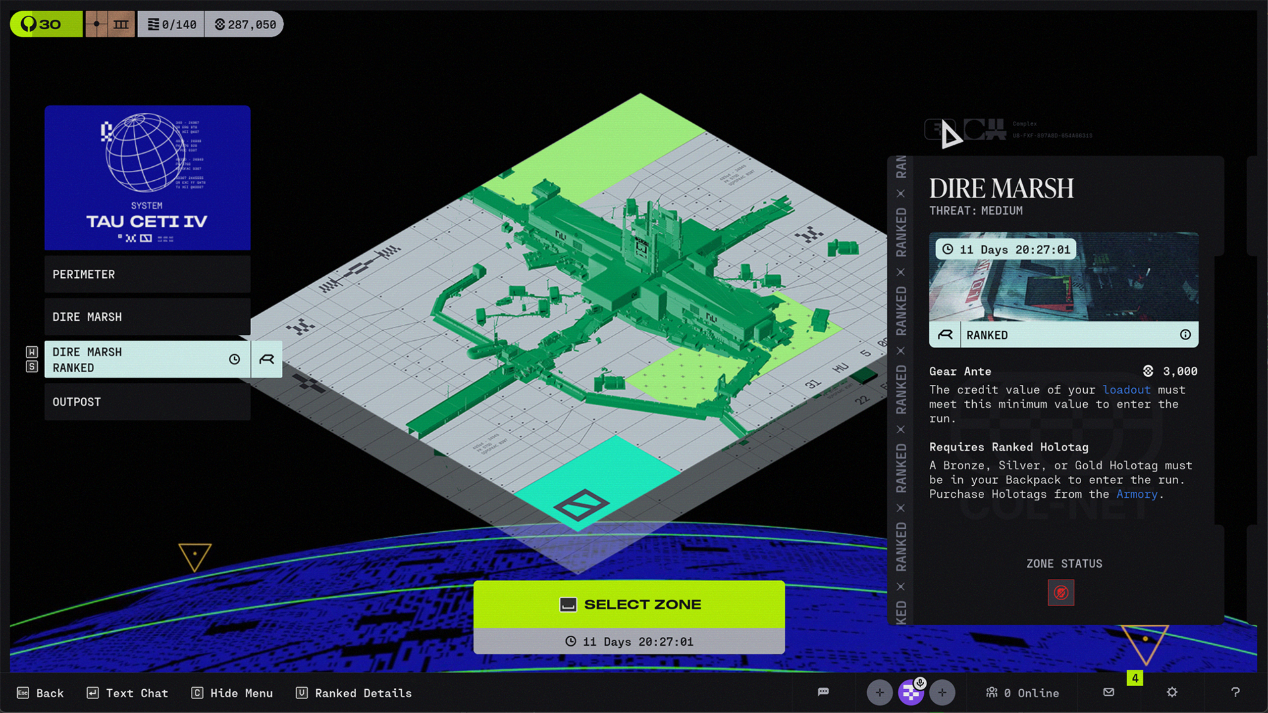 Marathon Ranked: The ranked matchmaking option in the menu, where you select a map.
