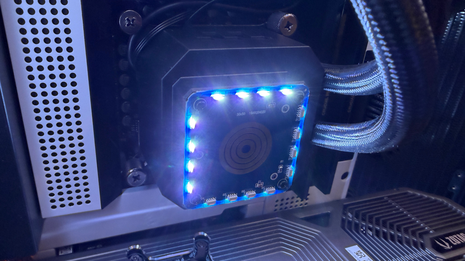 Thermaltake TH360 V3 Ultra ARGB Sync outside of a PC case with fans installed.