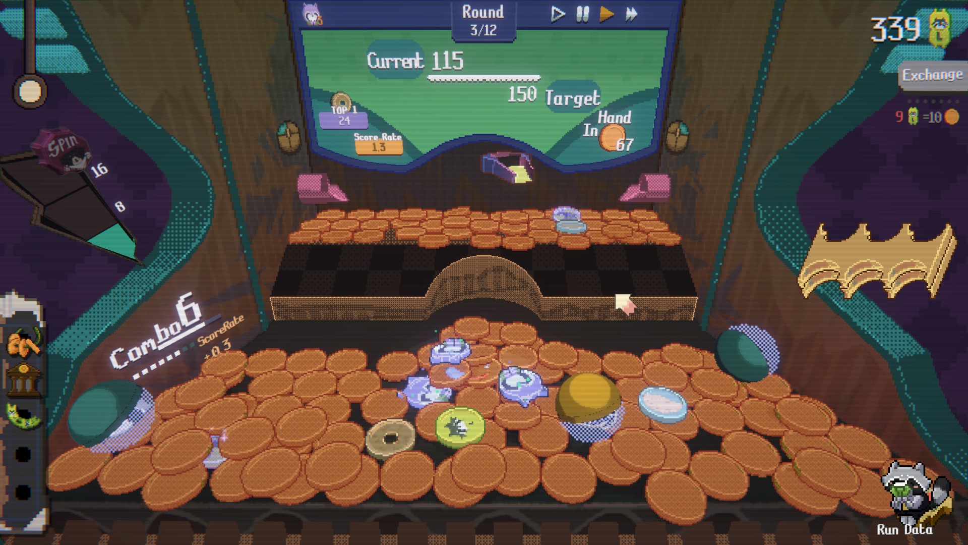 The coin machine with several prize balls scattered around in Raccooin.