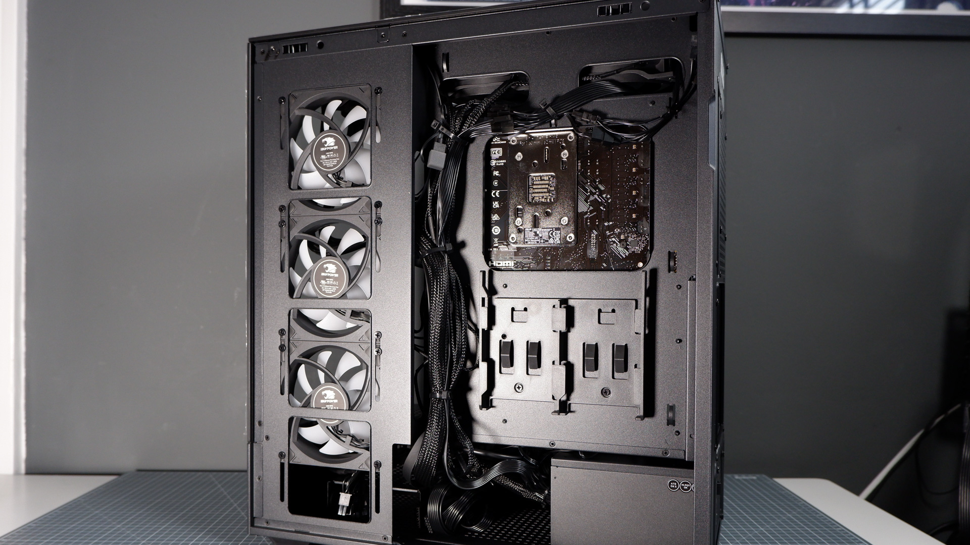 iBuyPower RDY Element 9 Pro R07 on a desk during the set-up process.