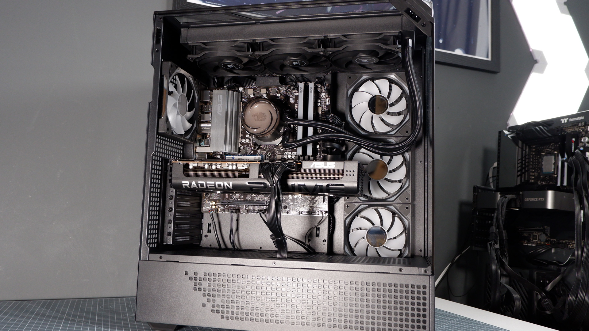 iBuyPower RDY Element 9 Pro R07 on a desk during the set-up process.