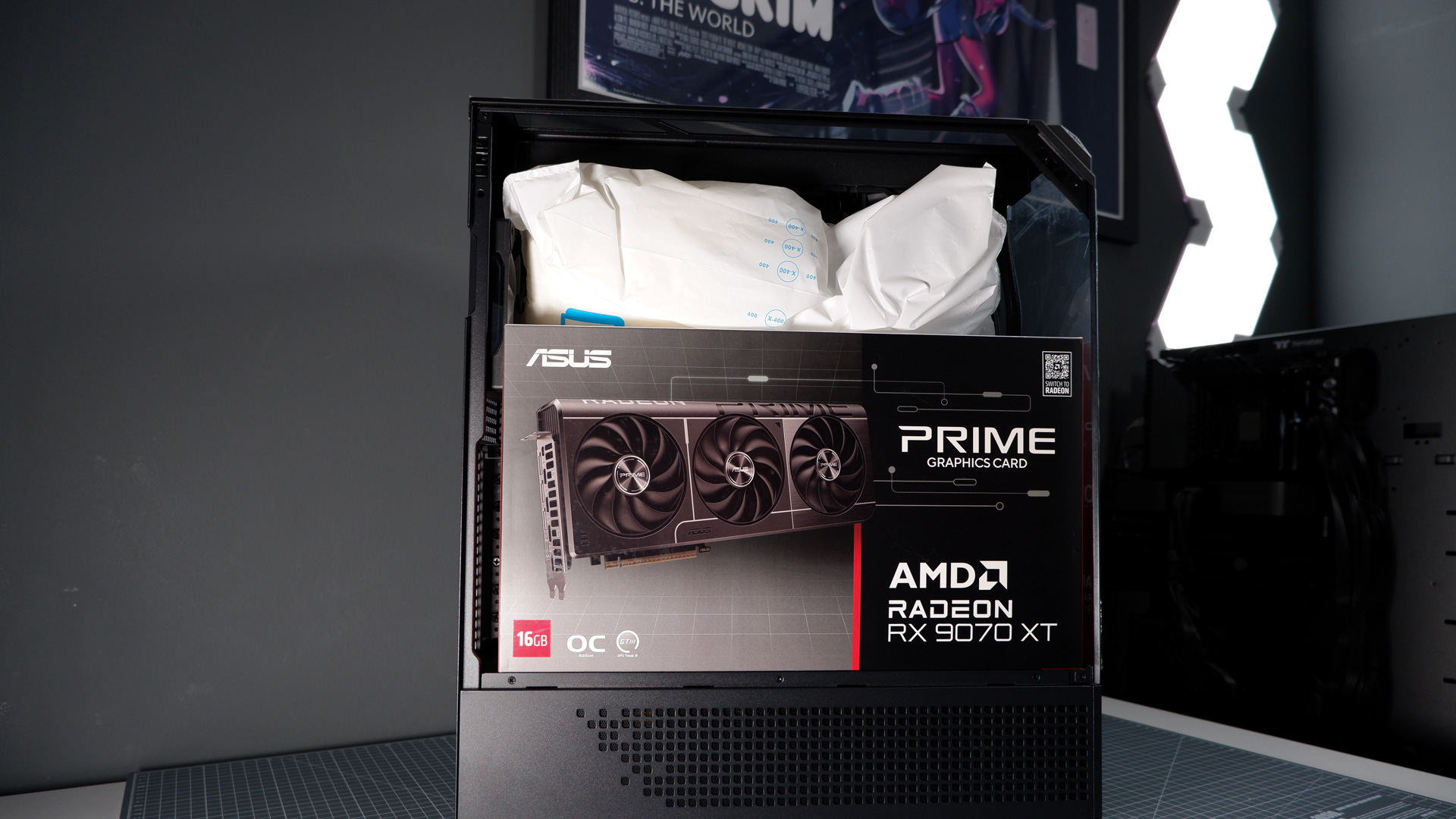 iBuyPower RDY Element 9 Pro R07 on a desk during the set-up process.