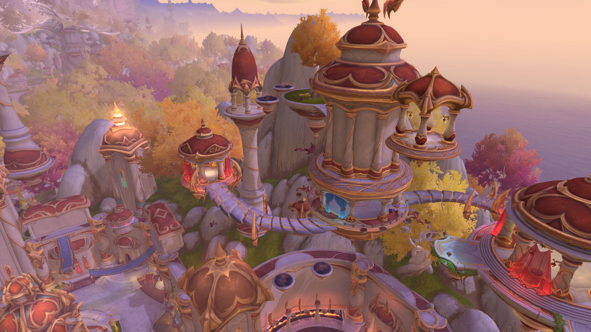 WoW Rookery Cache: A scenic shot of the Sunwing Rookery above Silvermoon City.