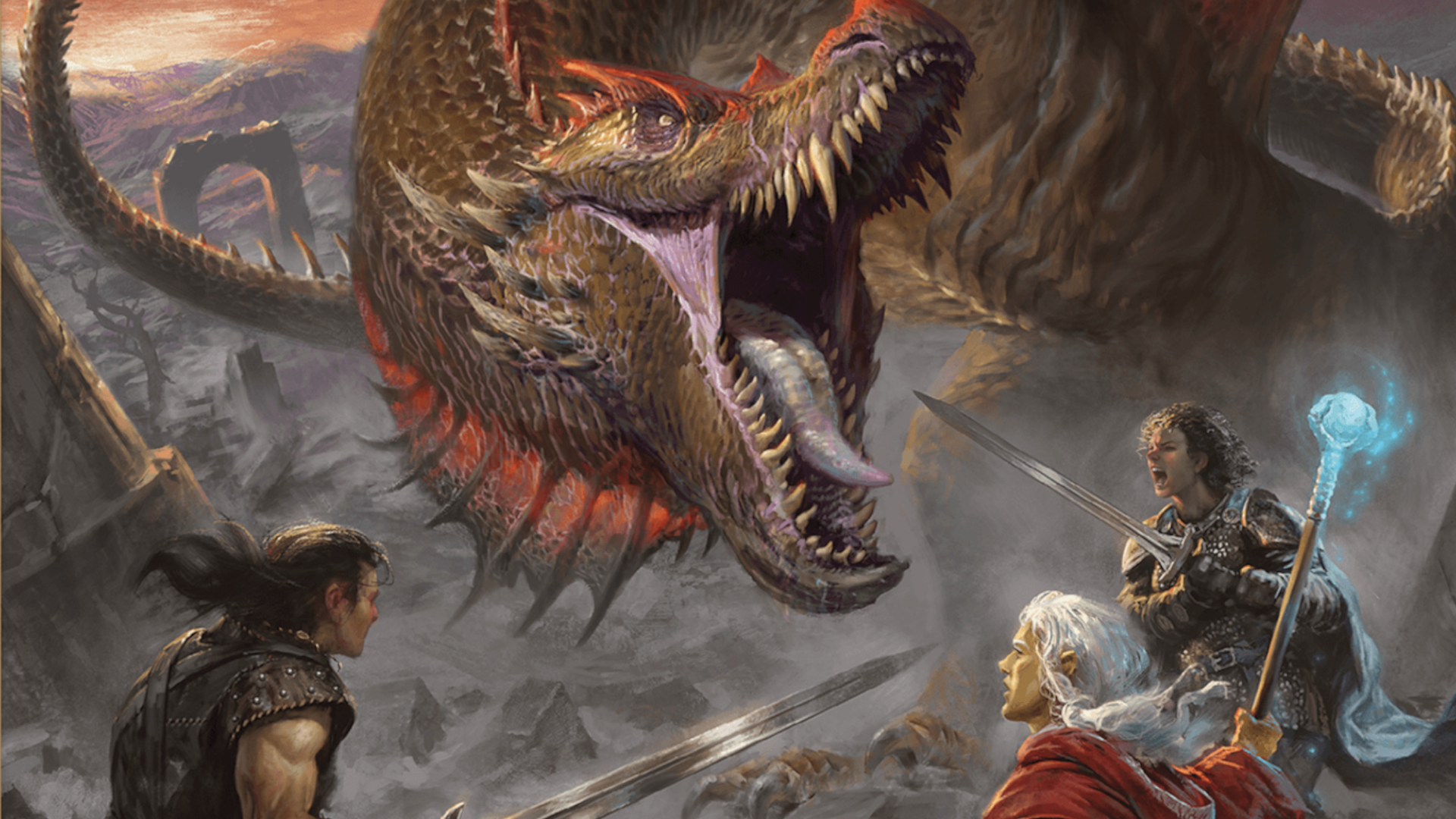 Several adventurers battle a Wyvern in the D&D 2024 Player's Handbook