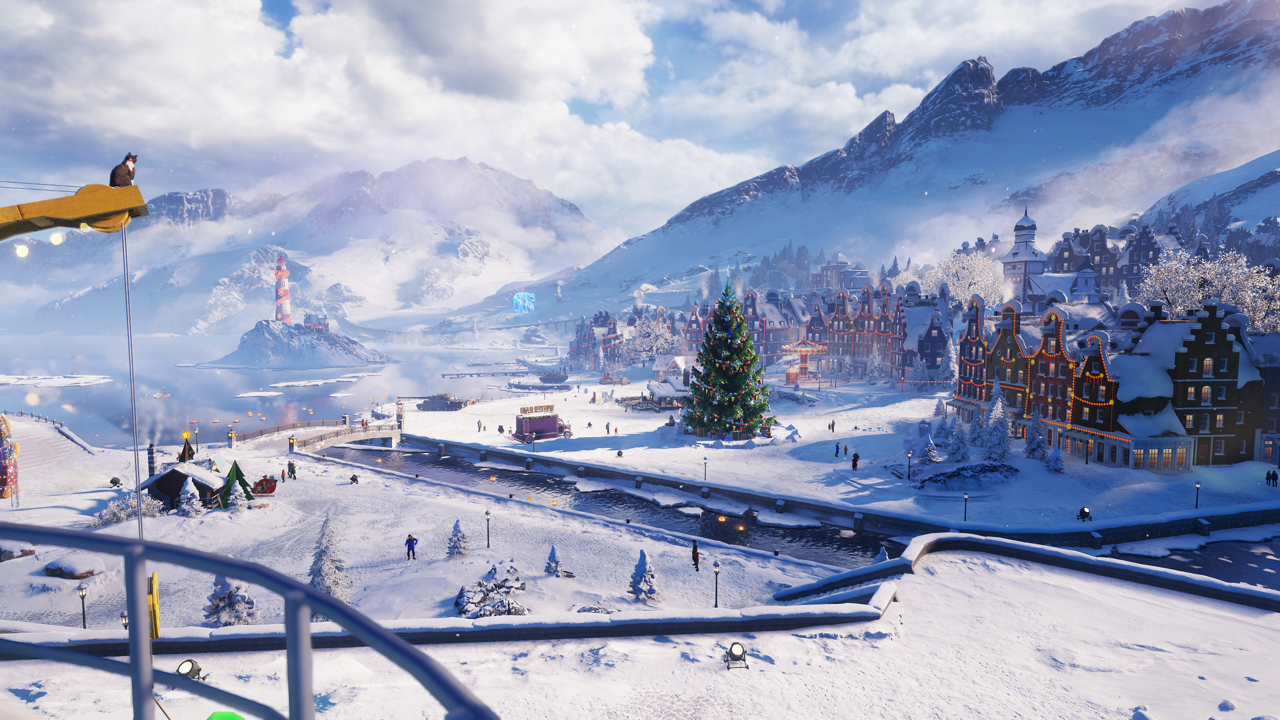 A Christmas scene in World of Tanks.