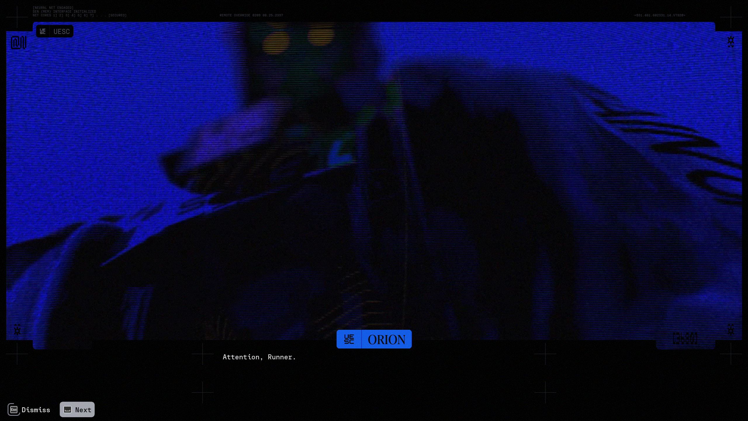 Marathon: UESC's liaison Orion talking to the player in the menus.